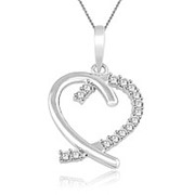 Кулон стильный сердце с бриллиантами I1/G 0,35Сt фотография