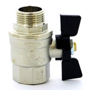 Кран латунный шаровой Bugatti серии 741 Ду 20 Ру 20 с косым фильтром фото