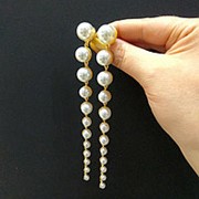 Серьги жемчуг, позолота 14 см фото