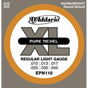 Струны для электрогитары D'Addario EPN110 XL Pure Nickel Regular Light (6 струн .010-.045) фотография