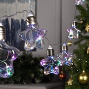 Гирлянда 'Нить' 3 м с насадками 'Лампочки звёздочки', IP20, прозрачная нить, 80 LED, свечение мульти, 8 фото