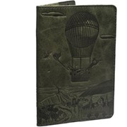 Кожаная обложка для паспорта Turtle passport cover, art adventure зеленая. фото