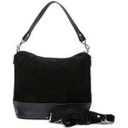 Женская чёрная сумочка из натуральной замши фото