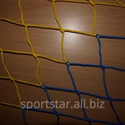 Сетка для гандбола, мини-футбола игровая желто-синяя с гасителями фото