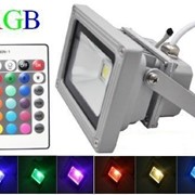 Светодиодный прожектор RGB 20W Мультиколор, серый, + пульт Д/У, 220V, 126mA, 285*235*115 20W/RGB, фото