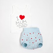 Комплект (майка, трусы) детский, цвет бежевый/голубой, рост 80 см фото