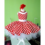 Платье для девочки “Стиляги“ белый горох на красном фото