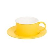 Чайная пара ICE CREAM, желтый с белым кантом, 200 мл, фарфор фотография
