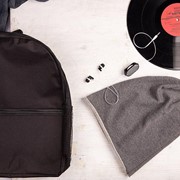 Набор подарочный BOYROCK: шапка, наушники, рюкзак, черно-серый фото