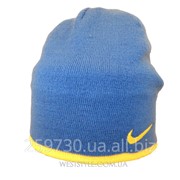Шапка Nike синяя с желтым логотипом фото