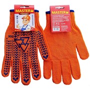 Перчатки рабочие "MasterOK" с ПВХ точкой оранжевые О10-29