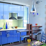 Кухня МДФ Люкс металлик синий фотография