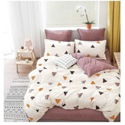 Семейный комплект постельного белья из поплина “Lorida home“ Белый с разноцветными маленькими треугольниками и фото