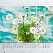 Модульна картина на полотні Квіти в вазі на фоні фарбованої стіни код КМ80120-065 фото