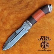 Нож “Каратель“ из дамасской стали с литьём из мельхиора фото