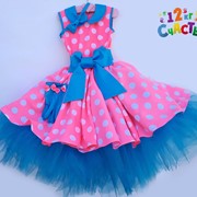 Платье для девочки “Стиляги (горох на ярко-розовом)“ фото