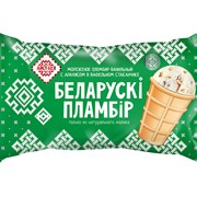 Мороженое Беларускi пламбiр с ароматом ванили с арахисом в вафельном стакане, 80г фото