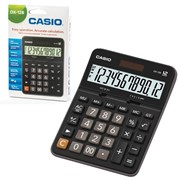 Калькулятор настольный CASIO DX-12B-W (175х129 мм), 12 разрядов, двойное питание, черный, DX-12B-W-EC фото