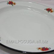 Блюдо 4.5 л. эмалированное белое декорированное ( КМК )