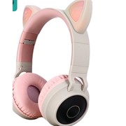 Беспроводные наушники со светящимися кошачьими ушами розовые фото