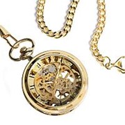 Deffrun Gold Чехол Подарок с ручным заводом Механический Часы без крышки Карманные часы фотография