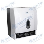 Профессиональный диспенсер из ударопрочного пластика белого цвета для рулонных полотенец на универсальной втулке и листовых полотенец V сложения торговой марки KonTiss ТДК-1 VР
