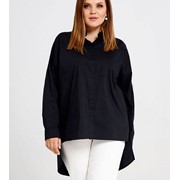 Блузка-рубашка черная длинная хлопковая П 33740 р. 42-52 фото