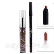 Kylie Jenner Блеск + карандаш Kylie Holiday Edition Matte Liquid Lipstick & Lipliner True Brown