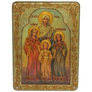 Икона аналойная Вера, Надежда, Любовь и мать их София на мореном дубе фото