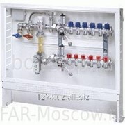 Сборный регулирующий узел для напольного отопления, с терморегулирующими и запорными вентилями, 5 отводов, в коллекторном шкафу, отводы Евроконус, артикул FK 3486 13405 фотография