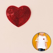 Термоаппликация 'Сердце', с пайетками, 6 x 5,3 см, цвет красный (комплект из 10 шт.) фотография