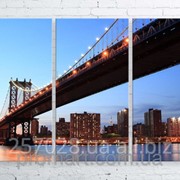 Модульна картина на полотні Манхеттен. Вечерній міст код КМ100150-084 фото