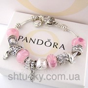 Женский браслет Pandora с розовыми бусинами муранского стекла фото
