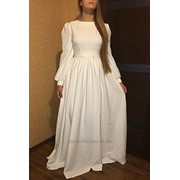Длинное платье в пол для венчания белое с кружевом. handmade фотография