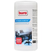 Салфетки Buro BU-Tsurl для пластиковых поверхностей и офисной мебели туба 100шт влажных фото