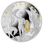 In Victoria - серебряная монета “Победителю!“ с позолотой, в футляре фотография