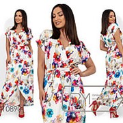 Нежное женское платье в цветочный принт (3 цвета) SD/-667 - Белый фотография