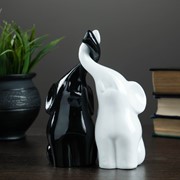 Фигура “Пара слонов“ черный + белый глянец 7х12х16см фото