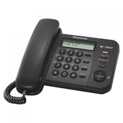 Телефон PANASONIC KX-TS2356RUB, черный, память 50 номеров, АОН, ЖК-дисплей с часами, тональный/импульсный