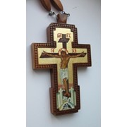Крест резной (иерейский,с писаной иконой) №04 фото