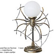 Настольная лампа кованая Паук на паутине, одноламповая, темная бронза, темное серебро