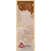 Дверь для сауны АКМА Арт-серия GlassJet ПАРОК - 2, 7х19 (коробка -осина/липа) фотография