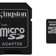 8Gb Kingston карта памяти microSDHC, Class 10, Адаптер SD, SDC10/8GB фото