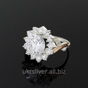 Серебряное кольцо Хризантема фото