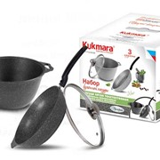 Набор кухонной посуды Kukmara №6 антипригарное покрытие линия Мраморная темный мрамор