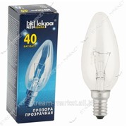 Лампа ДС (Декоративная свеча) Искра В35 230В 60Вт Е14 прозрачная инд. упаковка (10 шт. №515415 фотография