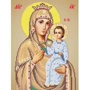 Икона ручной работы Пресвятая Богородица Избавительница вышитая бисером