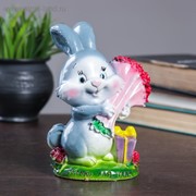 Копилка “Кролик с букетом роз“ 9х11х17см фотография