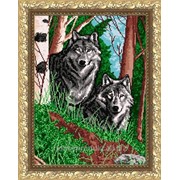 Рисунок на ткани для вышивания бисером “Волки в лесу“ VKA3039 фото