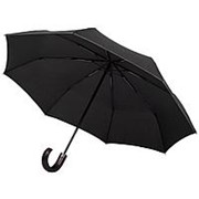 Складной зонт Wood Classic с серой окантовкой, черный фотография